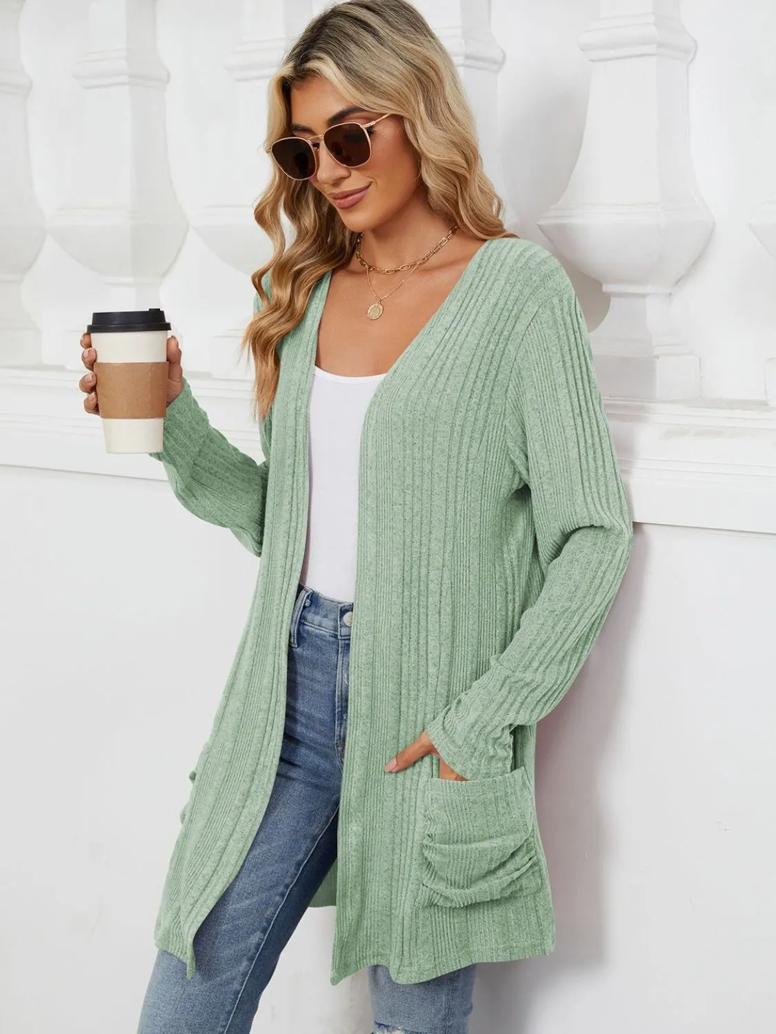 Deanna Pocketed Long Sleeve Open Cardigan