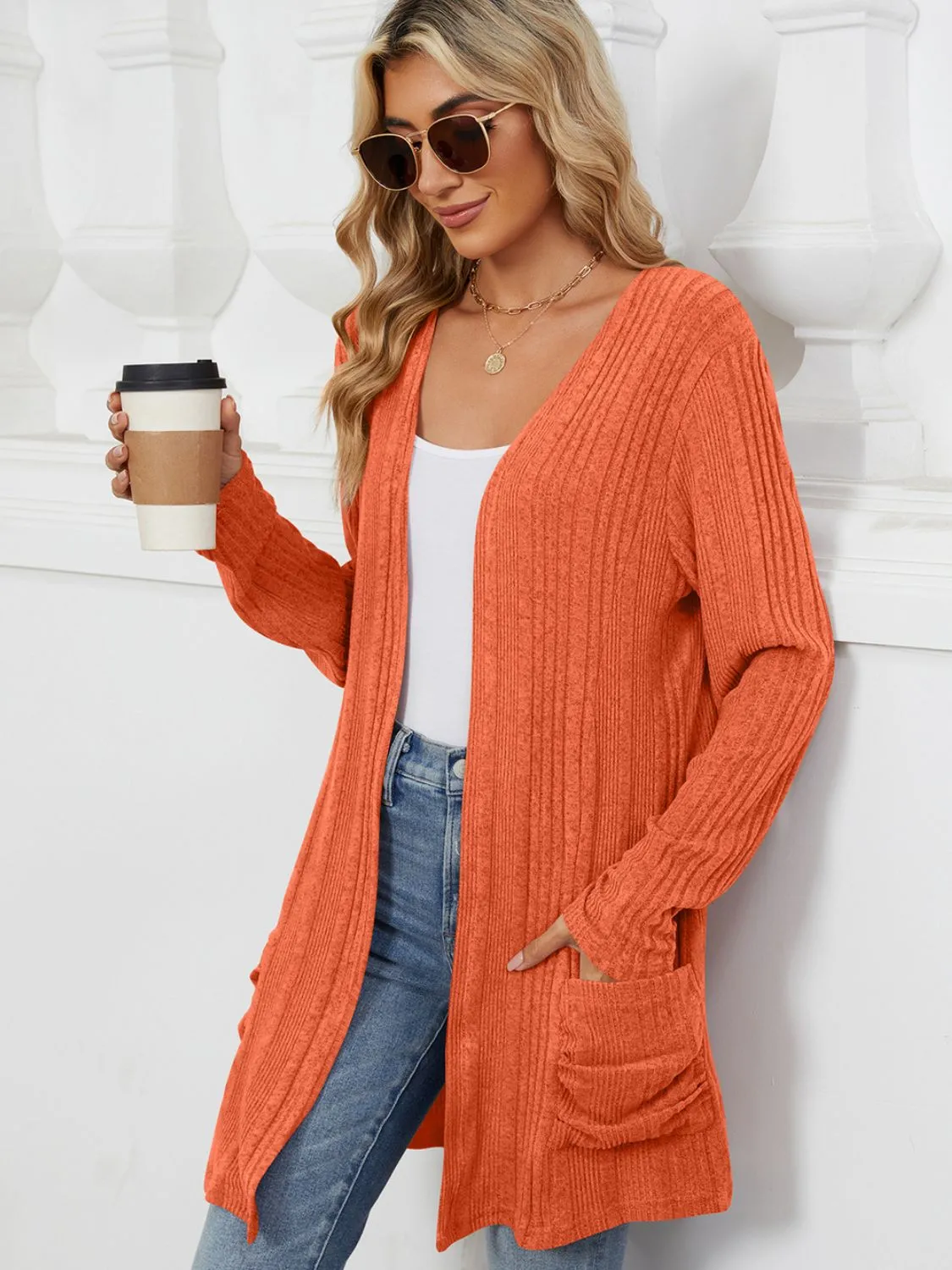 Deanna Pocketed Long Sleeve Open Cardigan