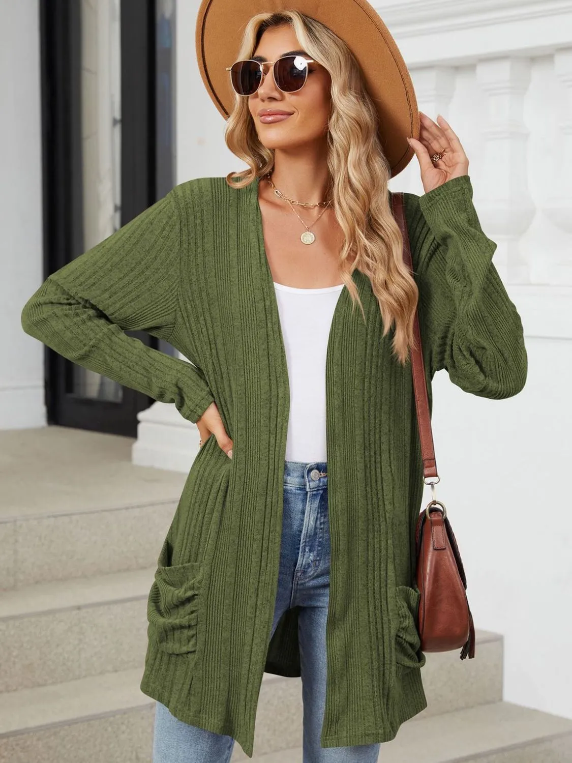 Deanna Pocketed Long Sleeve Open Cardigan