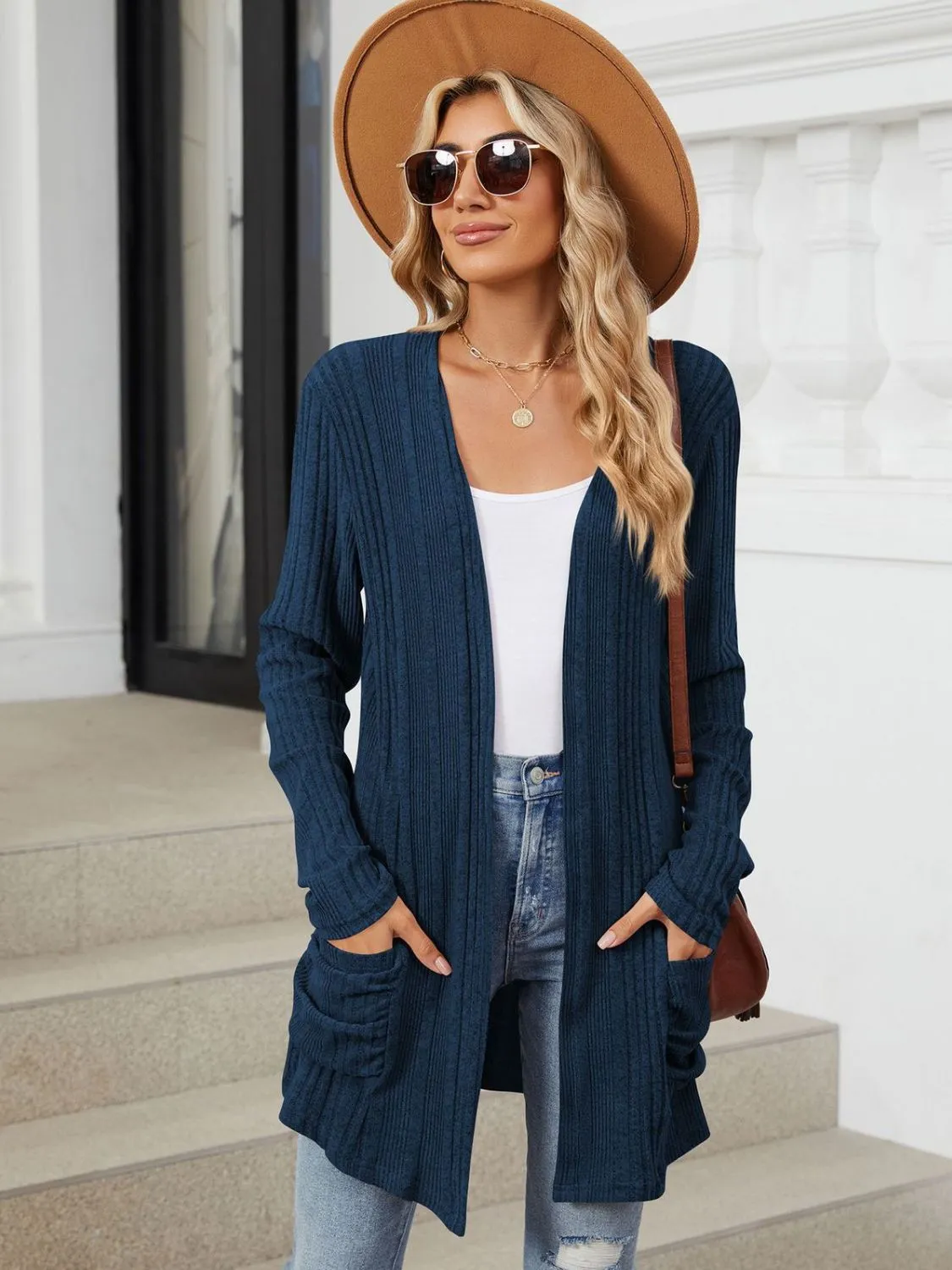Deanna Pocketed Long Sleeve Open Cardigan