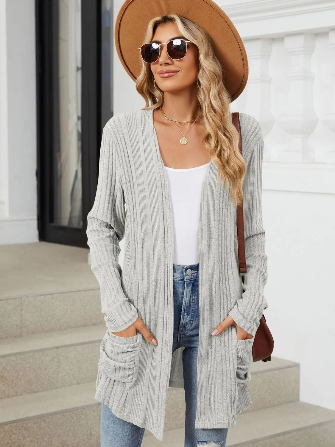 Deanna Pocketed Long Sleeve Open Cardigan