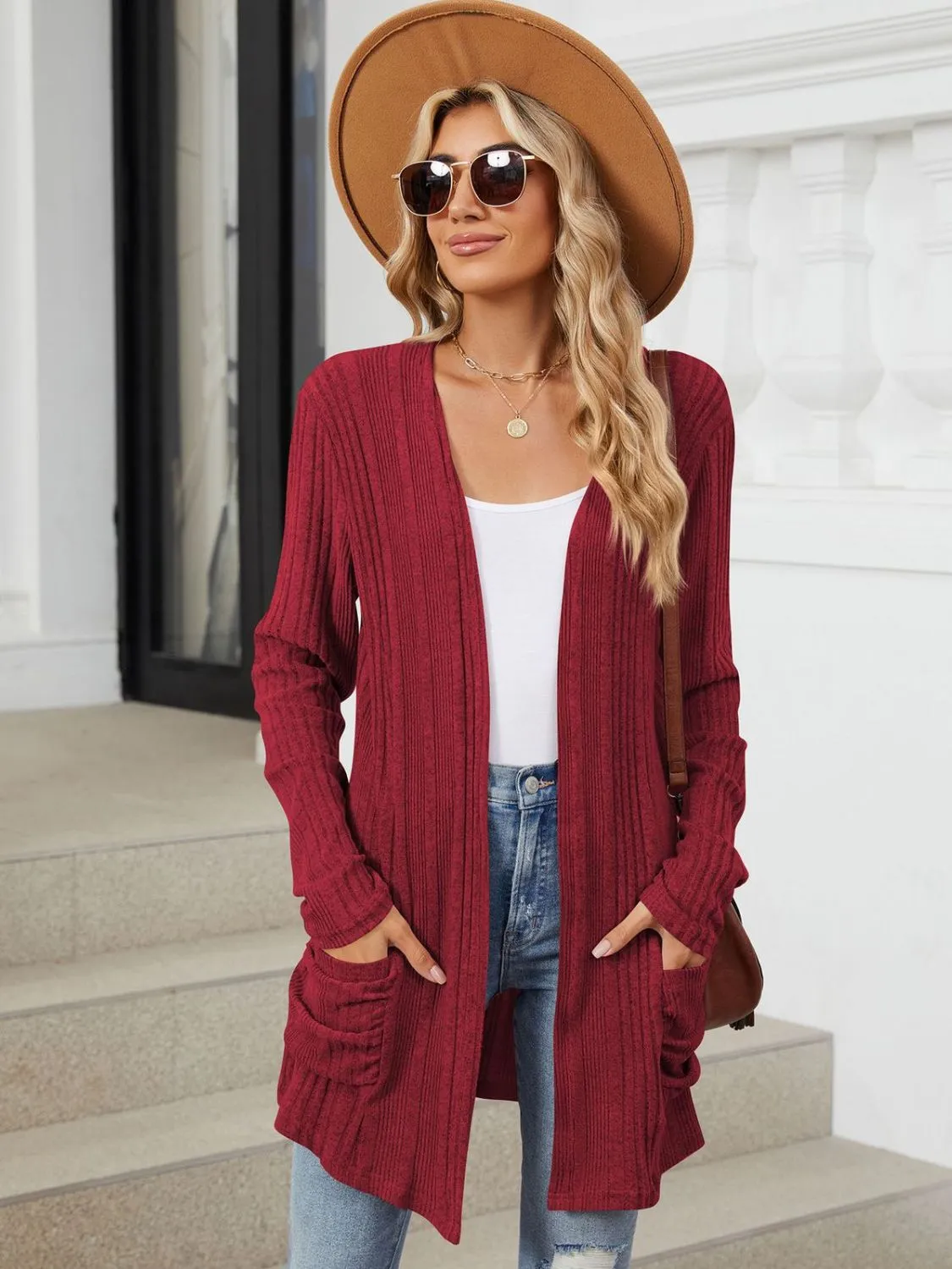 Deanna Pocketed Long Sleeve Open Cardigan