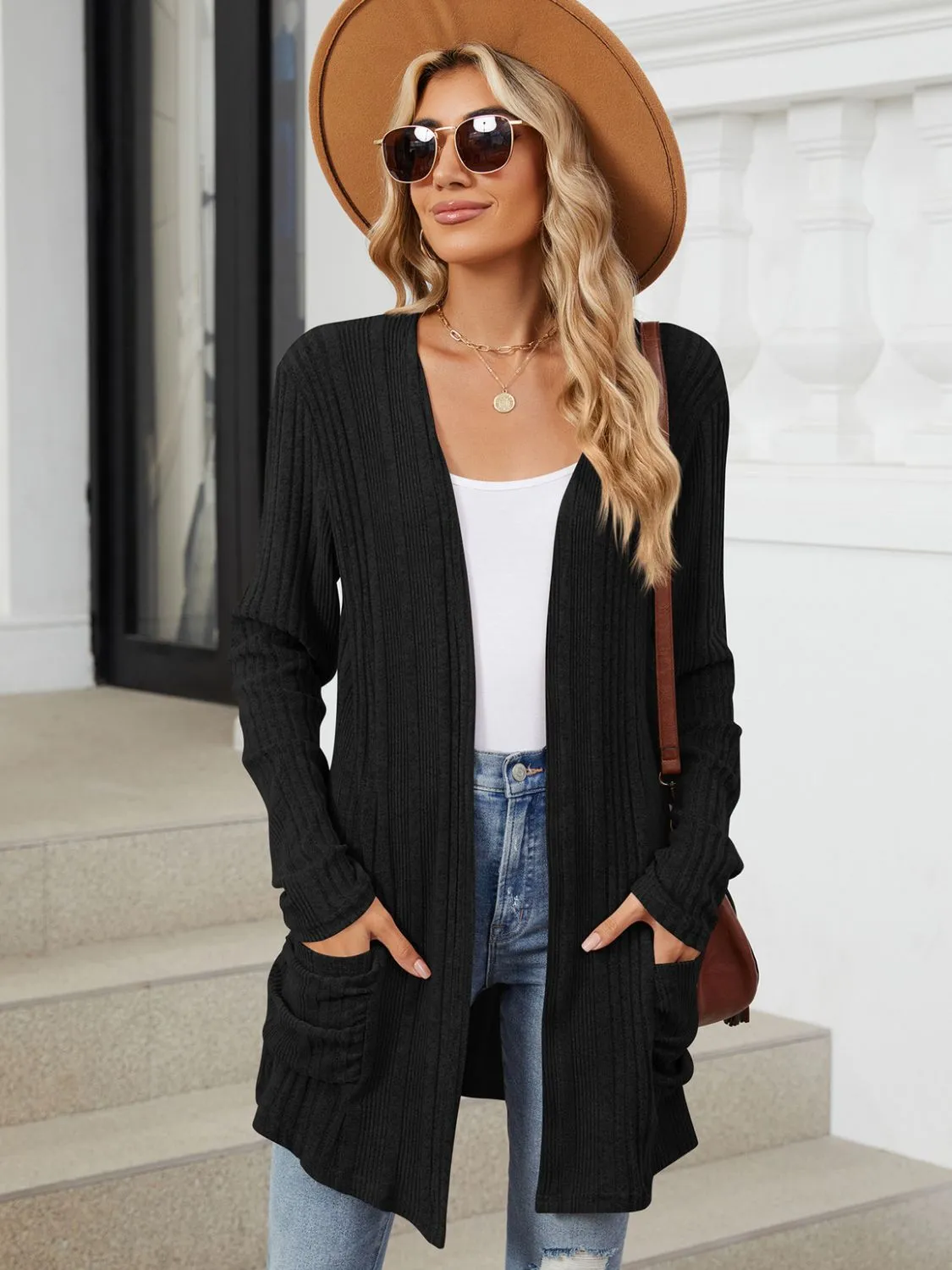 Deanna Pocketed Long Sleeve Open Cardigan