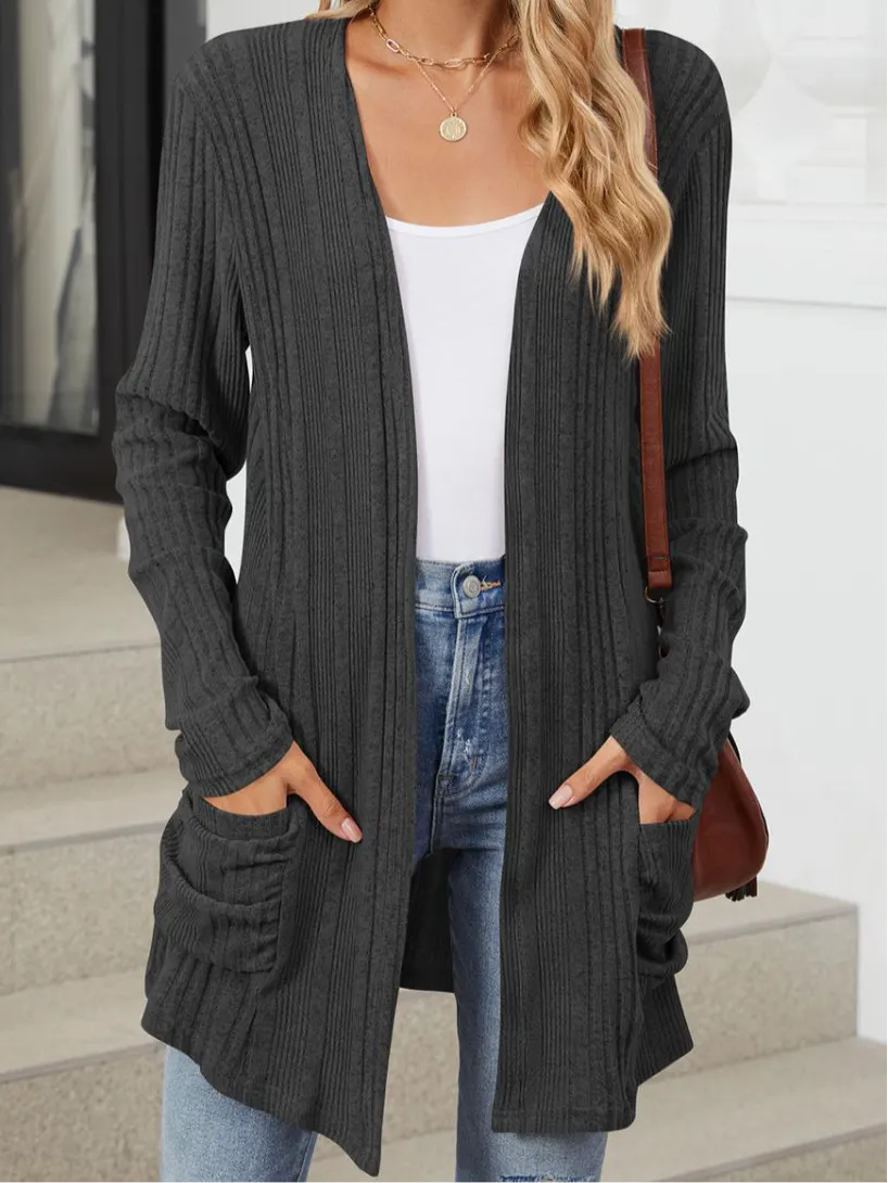 Deanna Pocketed Long Sleeve Open Cardigan