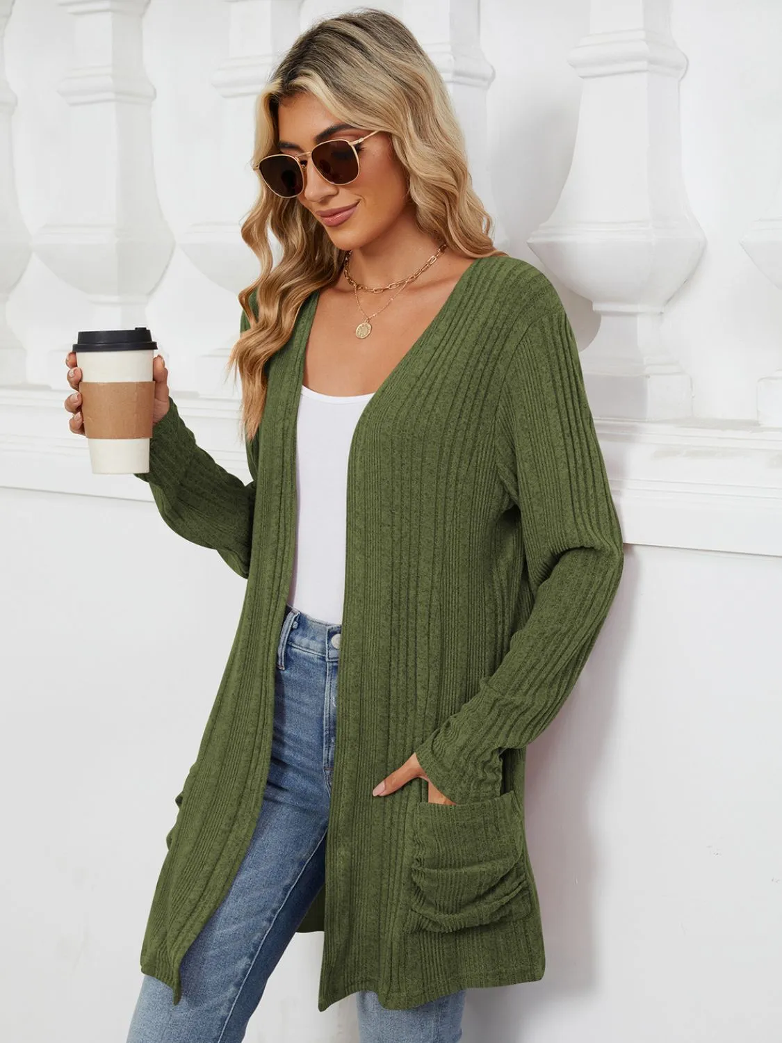Deanna Pocketed Long Sleeve Open Cardigan