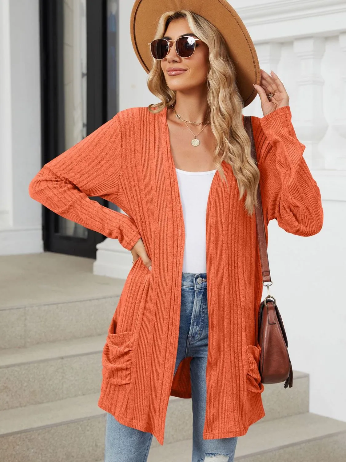 Deanna Pocketed Long Sleeve Open Cardigan