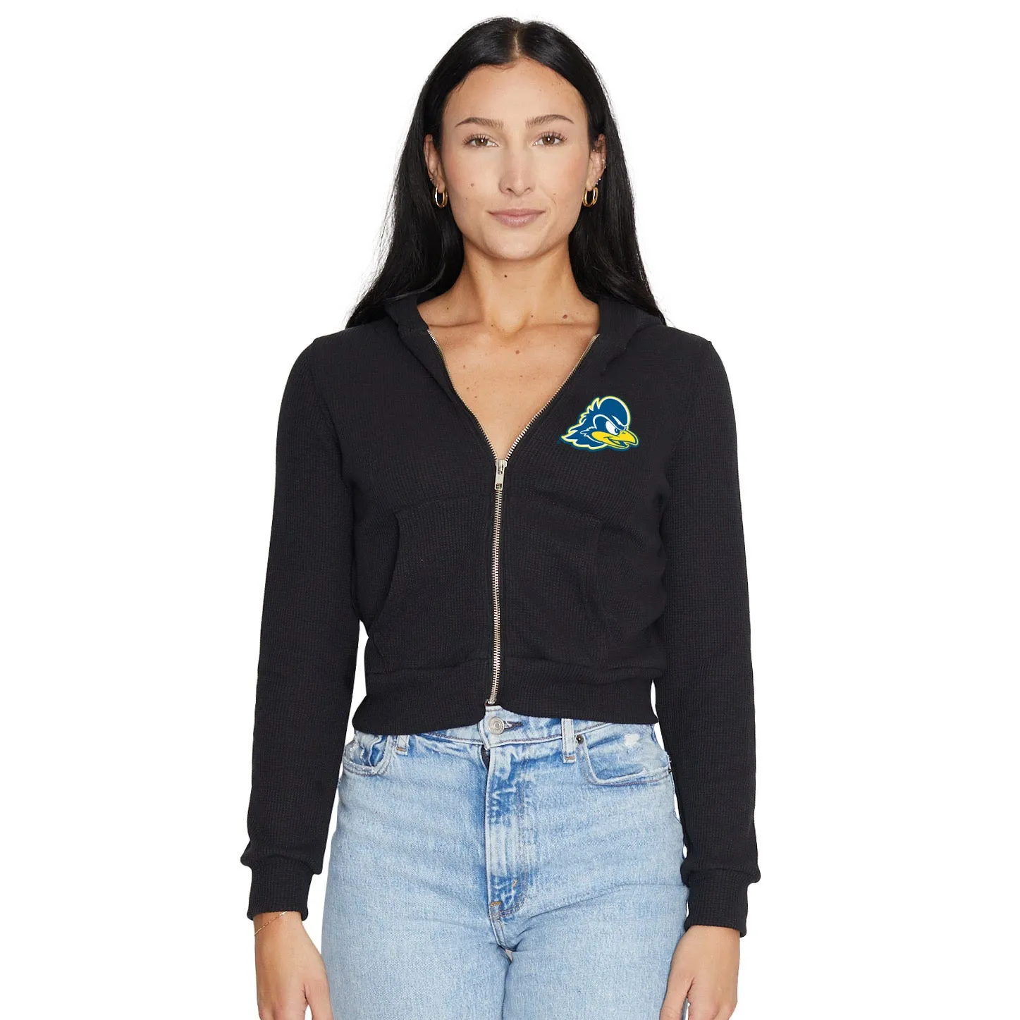 Delaware Blue Hens Waffle Knit Zip Up Hoodie