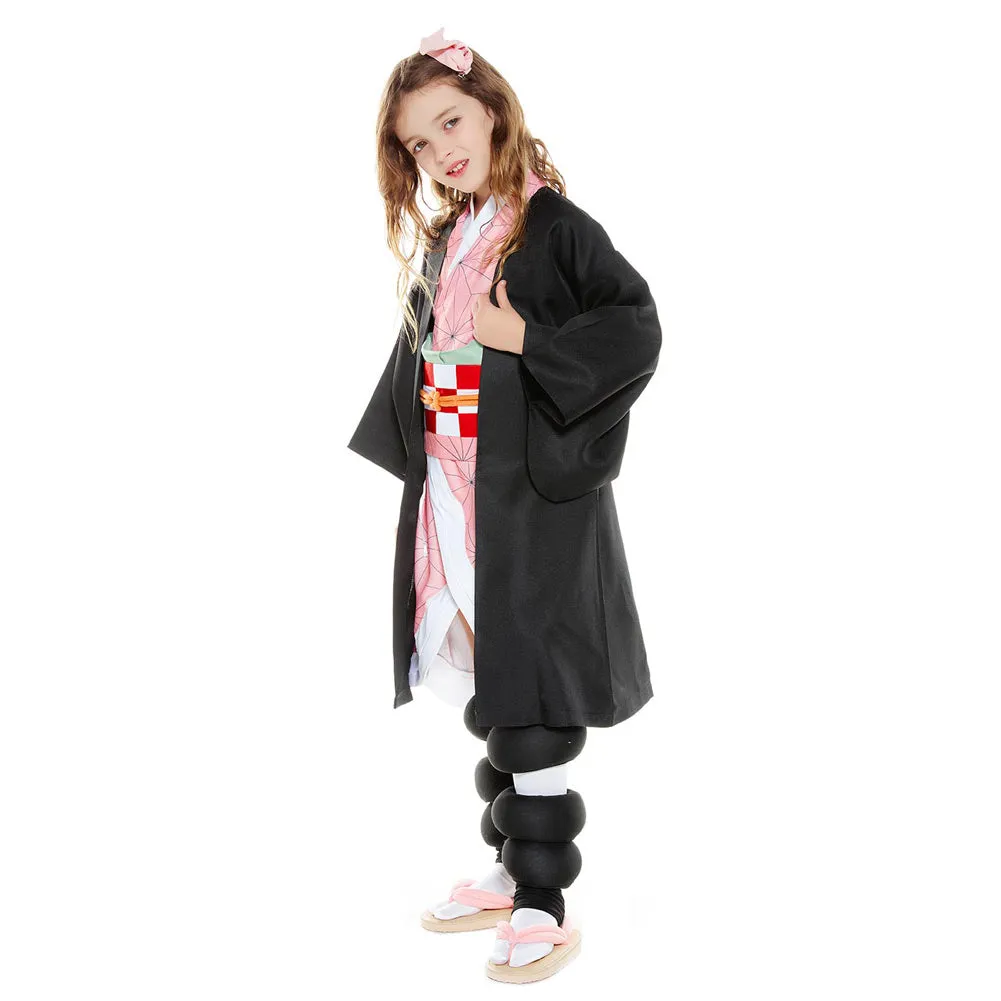 Demon Slayer Kimetsu no Yaiba Kamado Nezuko Kids Children Uniform Outfits Cosplay Costume