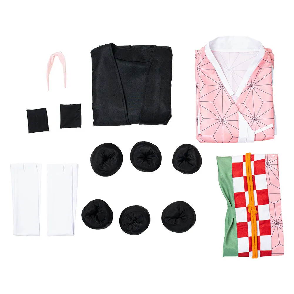 Demon Slayer Kimetsu no Yaiba Kamado Nezuko Kids Children Uniform Outfits Cosplay Costume