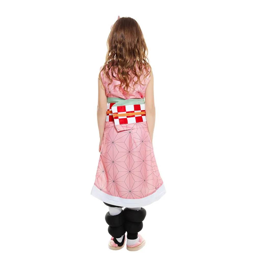Demon Slayer Kimetsu no Yaiba Kamado Nezuko Kids Children Uniform Outfits Cosplay Costume