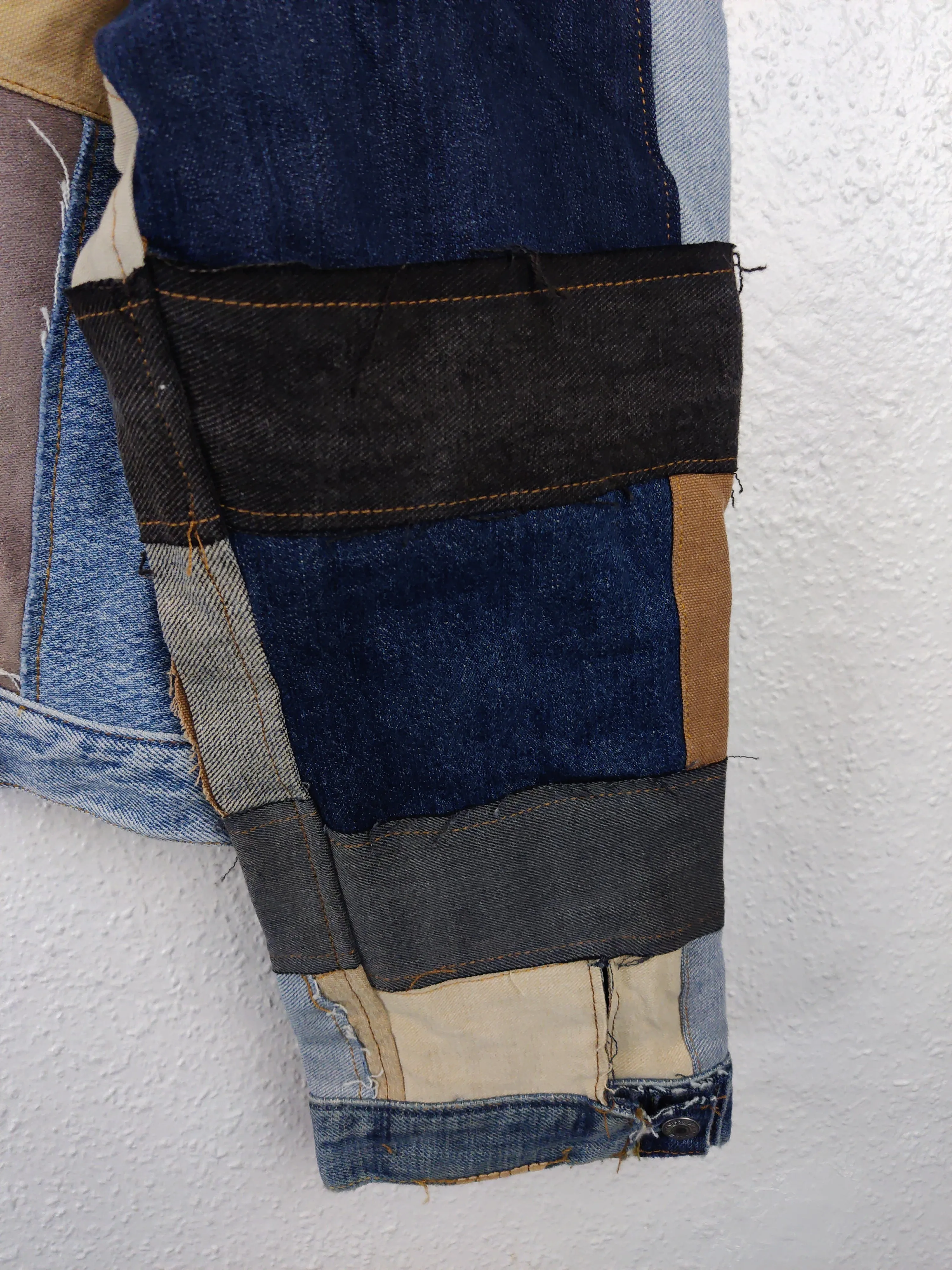 Denim Patchwork Raw Jacket Blue Striped