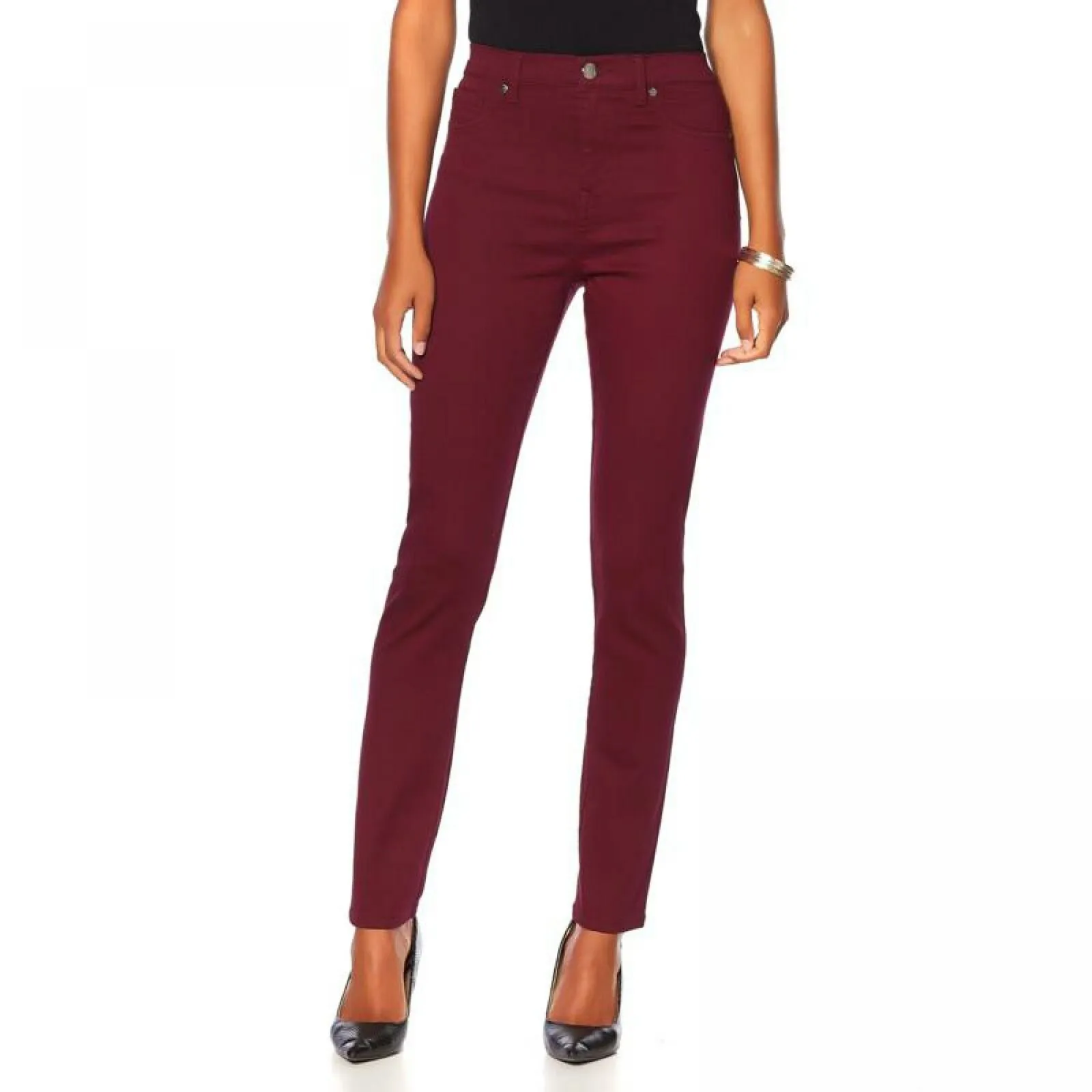 DG2 by Diane Gilman Plus Size Virtual Stretch Seamless Skinny Jeans Wine 22W