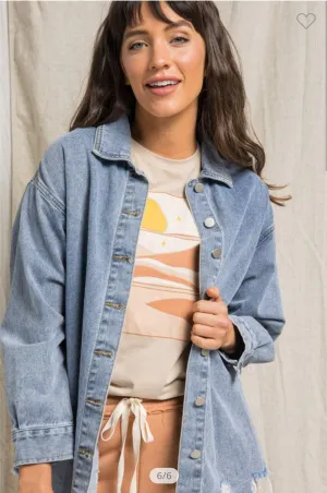 Distressed Denim Shacket