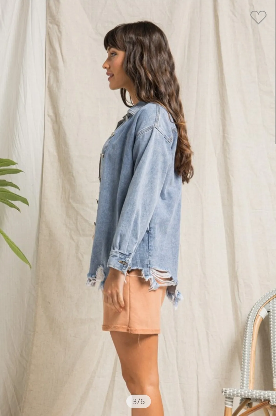 Distressed Denim Shacket