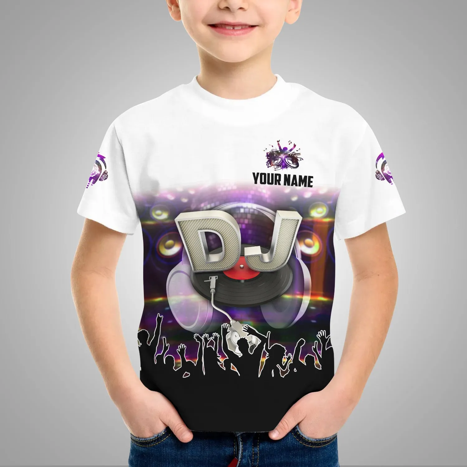 Dj 1222 Personalized Name 3D Kid Tshirt