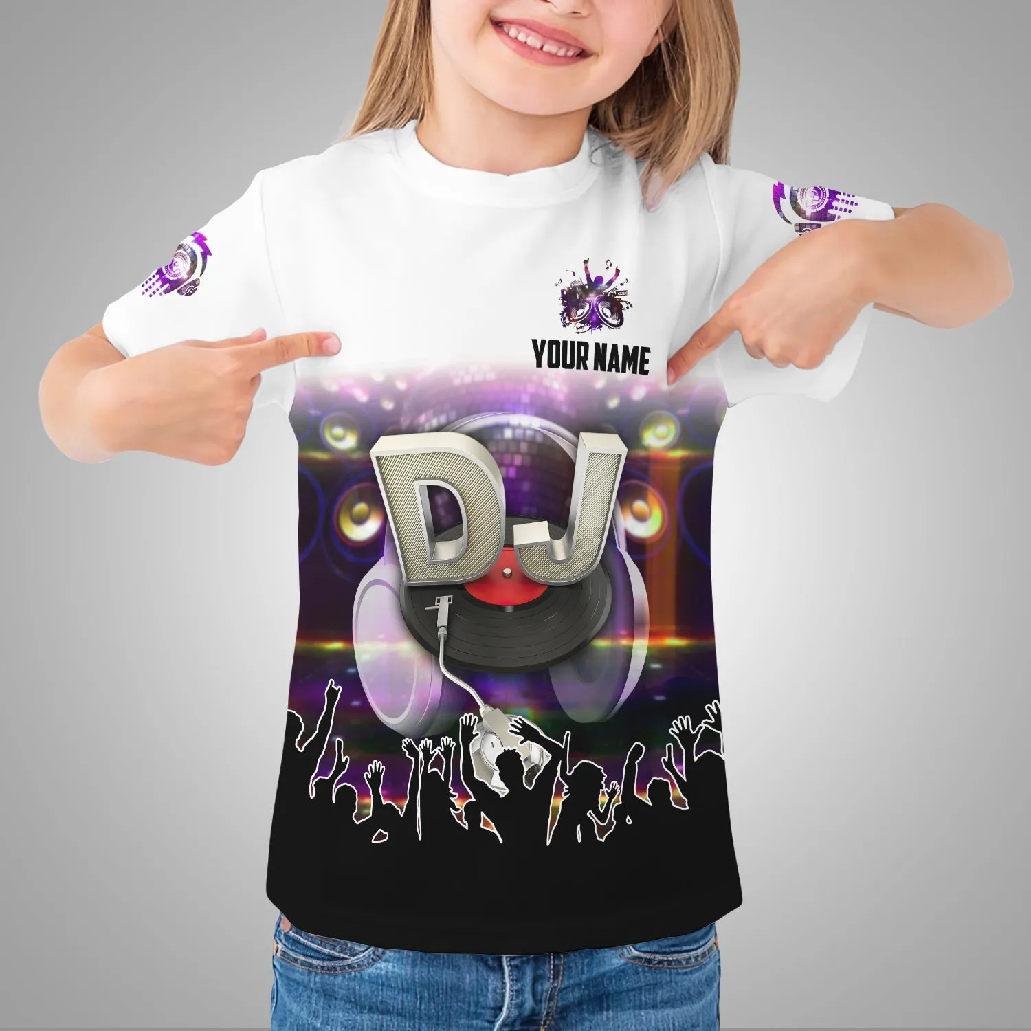 Dj 1222 Personalized Name 3D Kid Tshirt