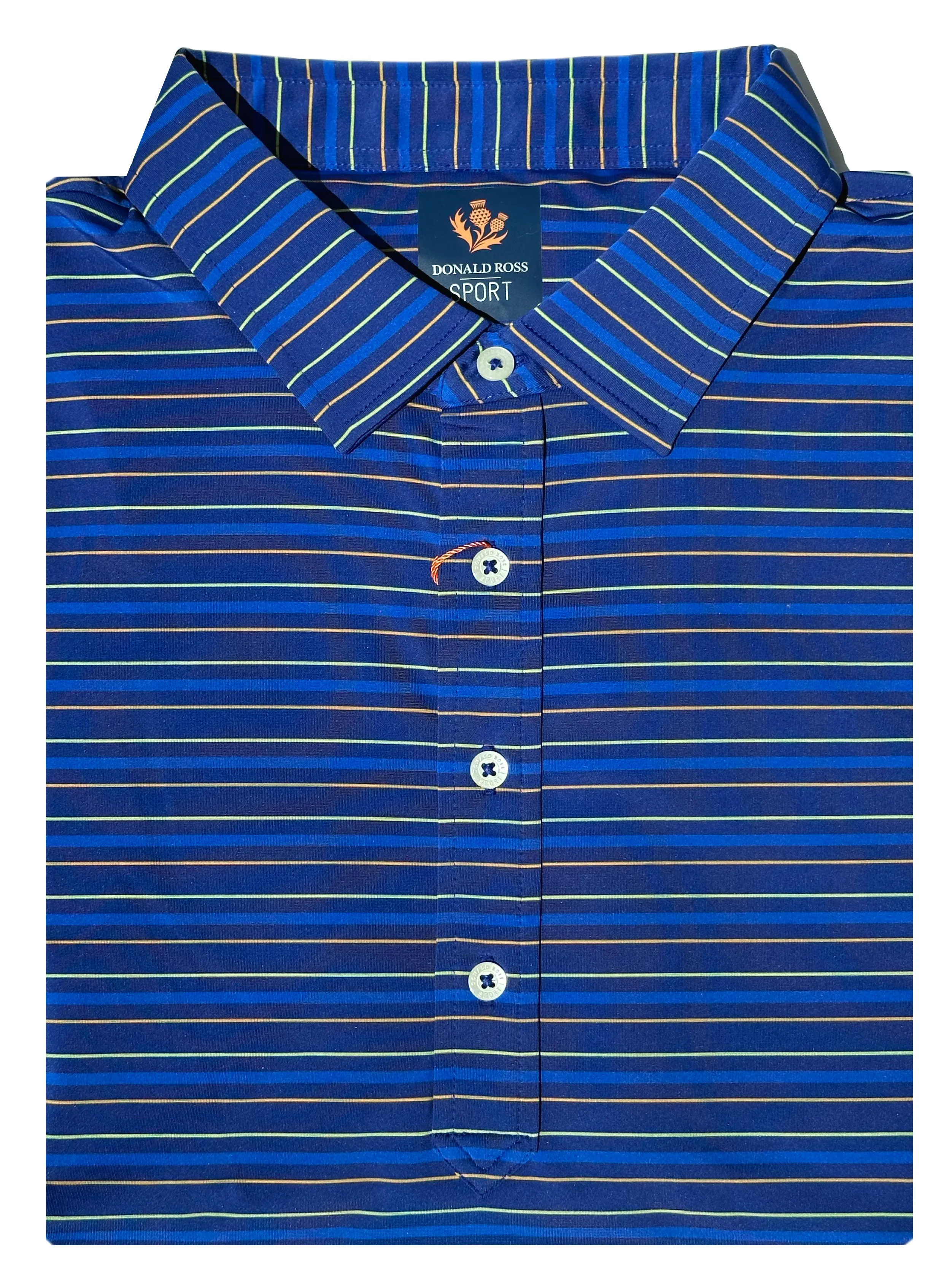 Donald Ross Mens Wells Regimental Multi Stripe Sport Fit Polo - NAVY MULTI