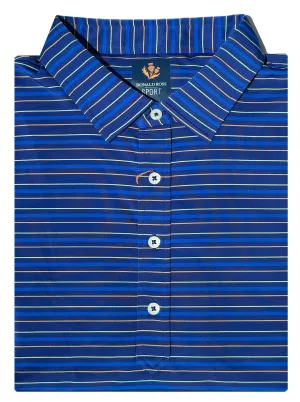 Donald Ross Mens Wells Regimental Multi Stripe Sport Fit Polo - NAVY MULTI