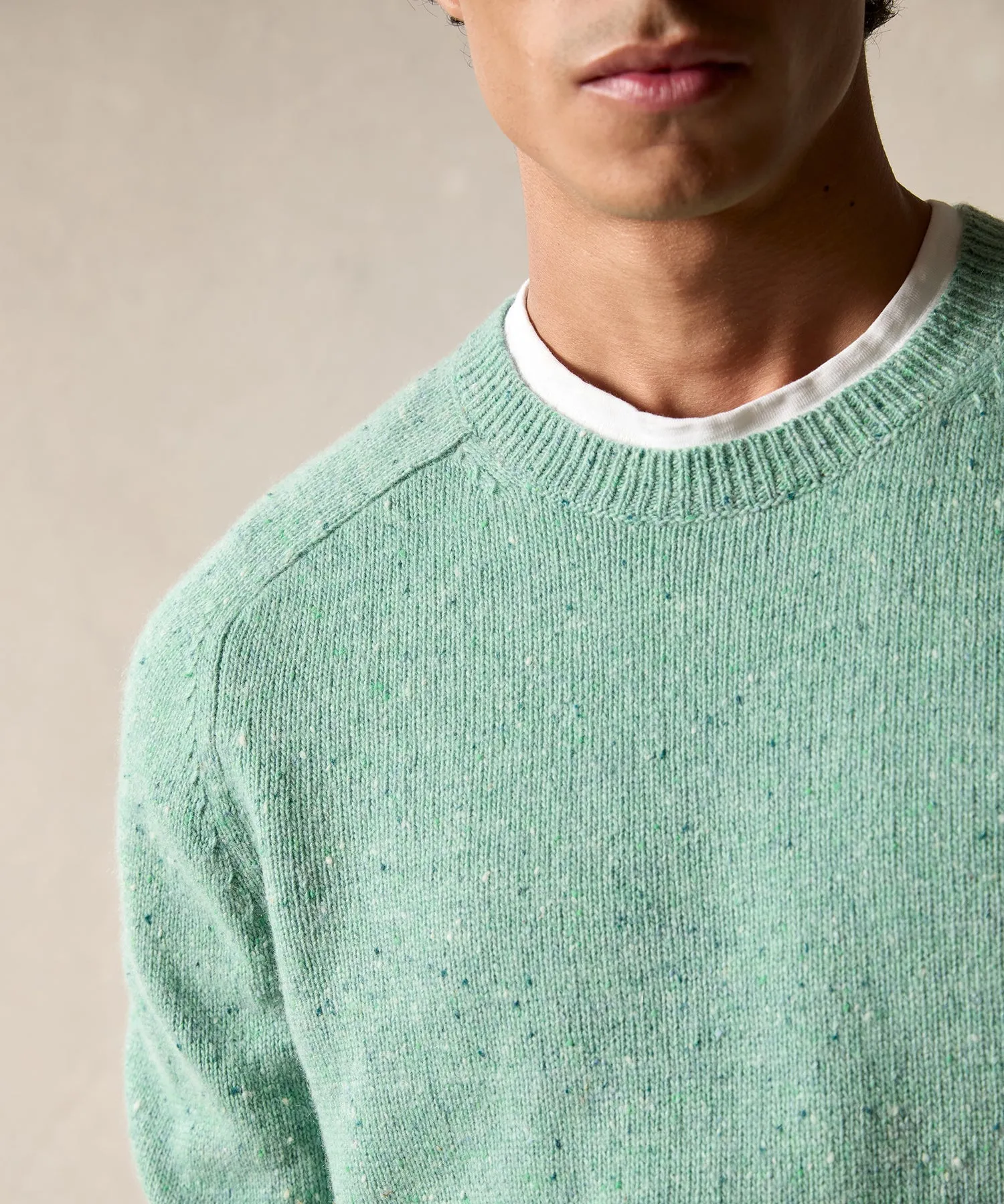 Donegal Crewneck Sweater in Pale Mint