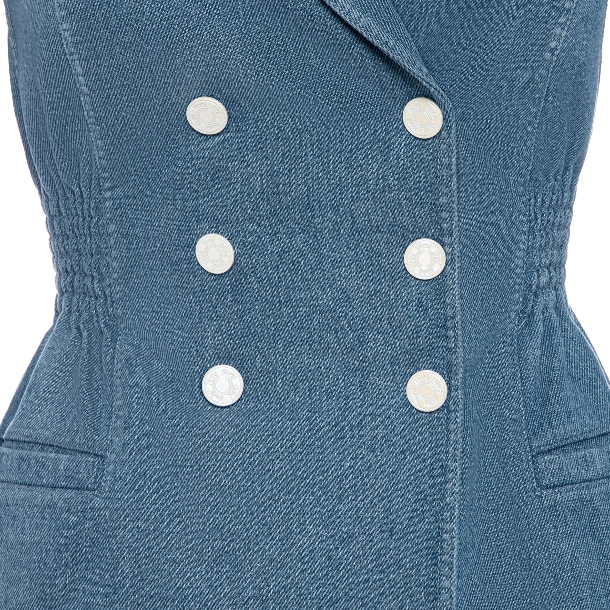 Double-Breasted Denim Blazer (Try-on)