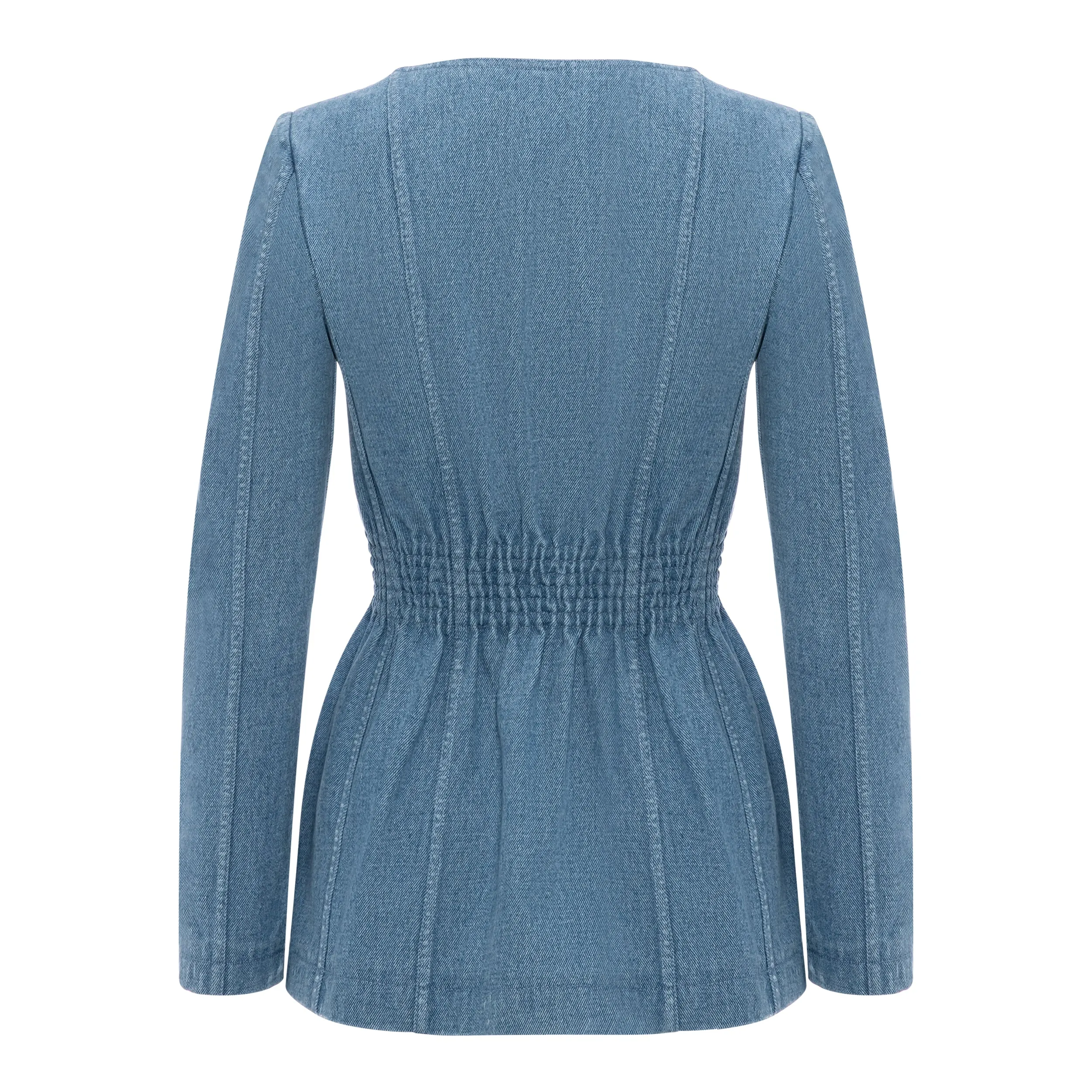 Double-Breasted Denim Blazer (Try-on)