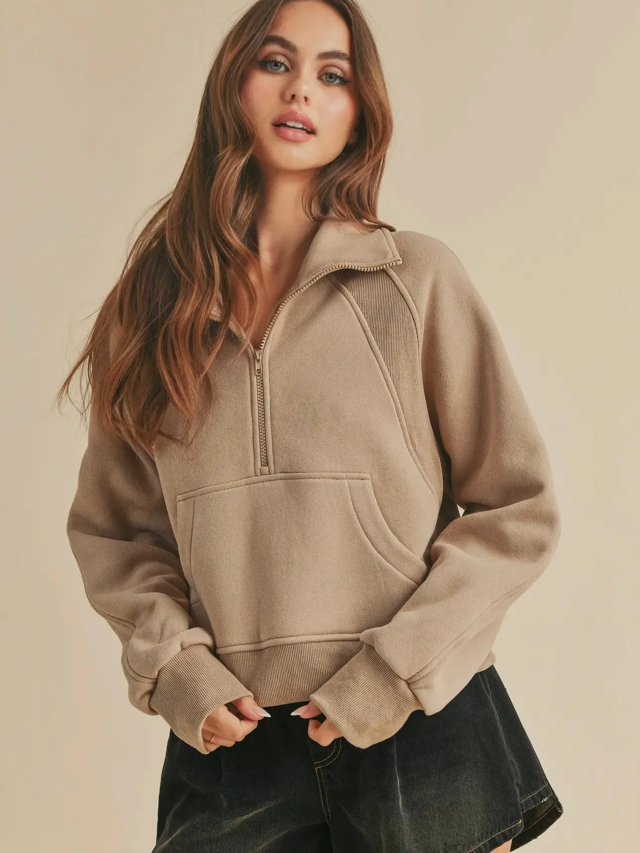 Dove Half Zip Pullover: Oat