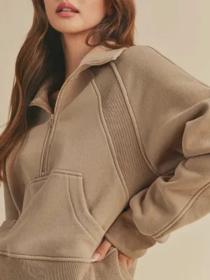 Dove Half Zip Pullover: Oat