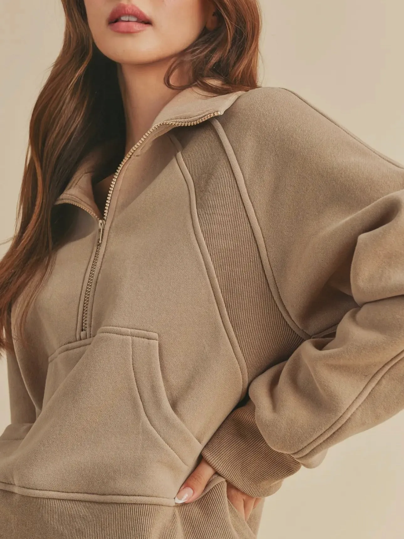Dove Half Zip Pullover: Oat