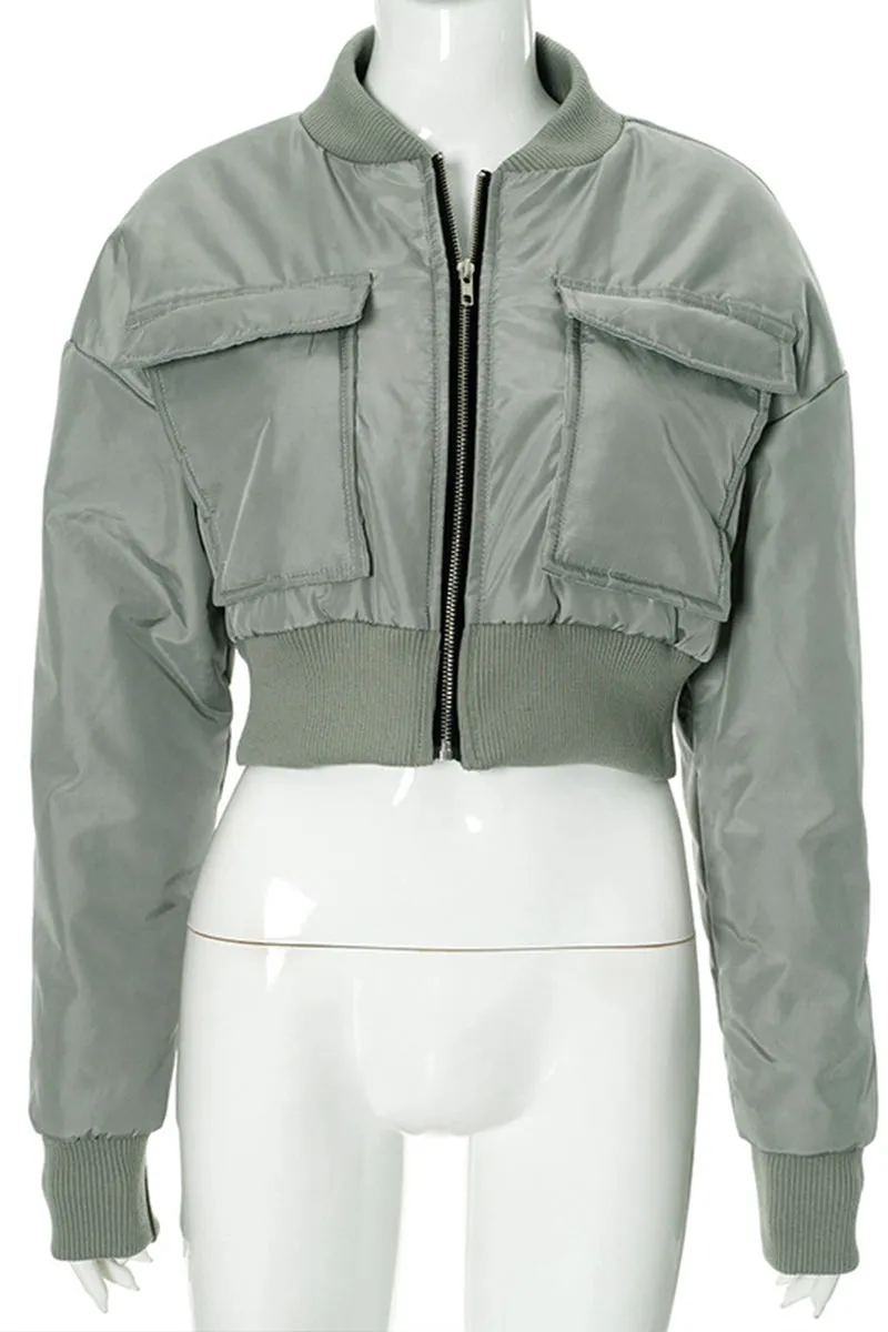 DS3272 Puffer Bomber Jacket Outerwear