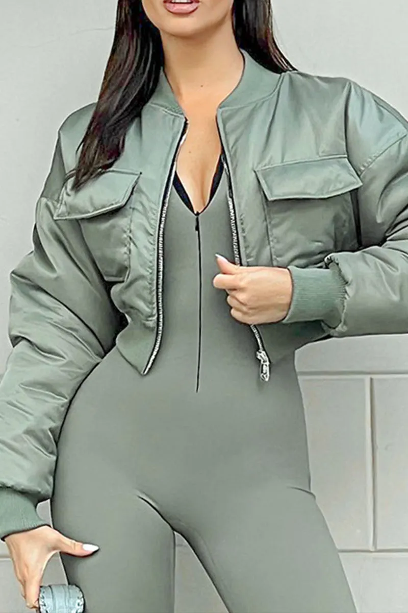 DS3272 Puffer Bomber Jacket Outerwear