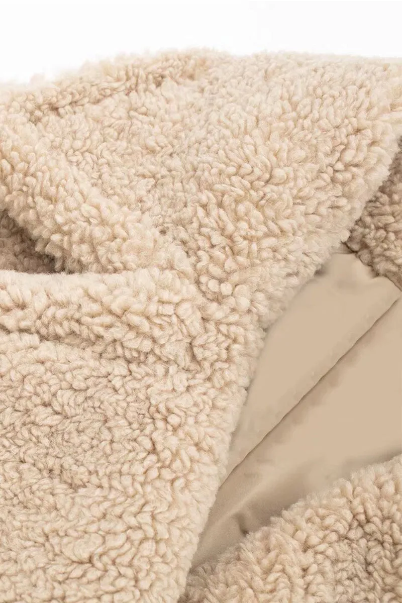 DS3386 Teddy Fur Long Coat Outerwear