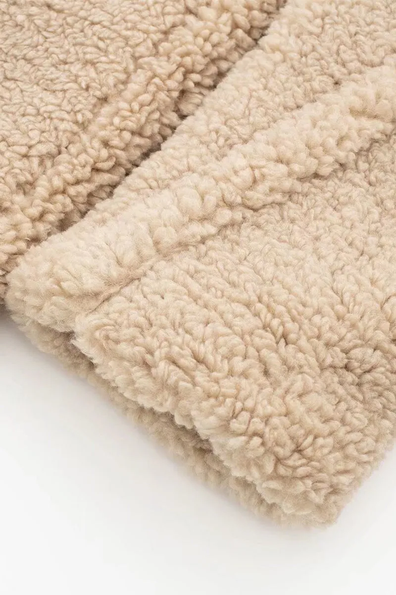 DS3386 Teddy Fur Long Coat Outerwear