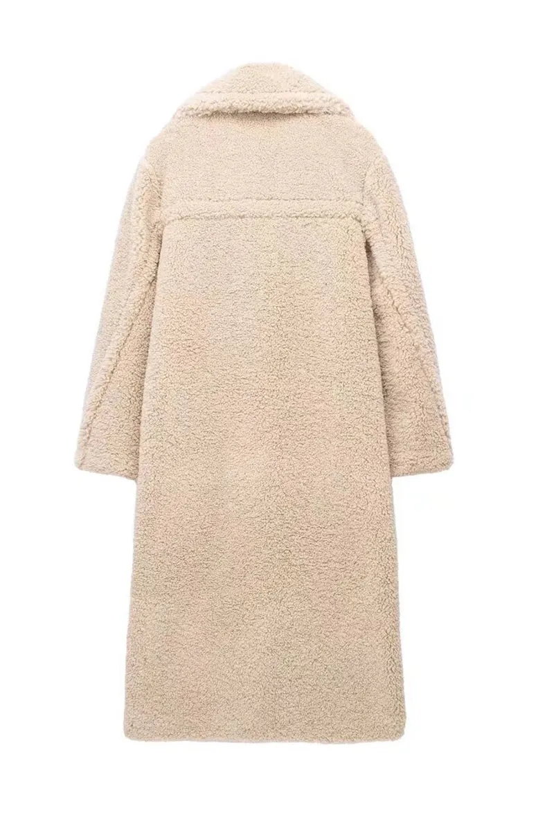 DS3386 Teddy Fur Long Coat Outerwear