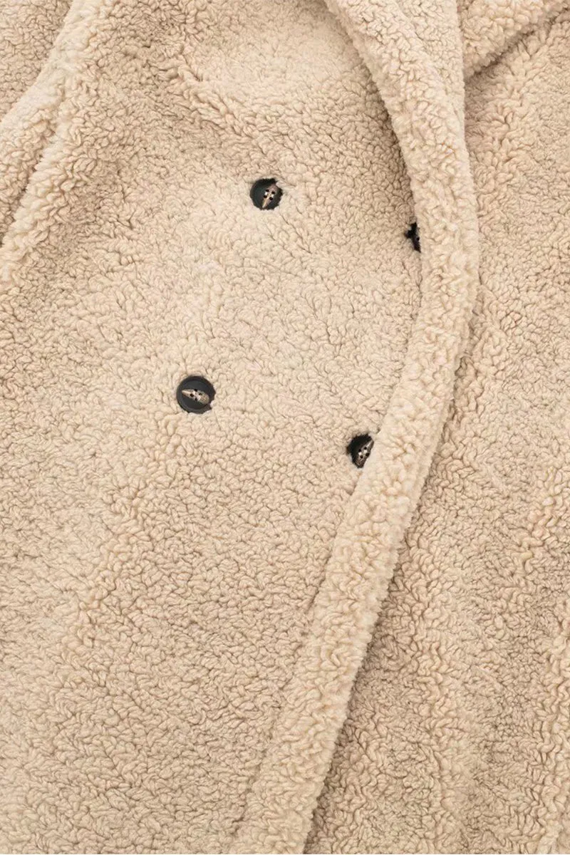 DS3386 Teddy Fur Long Coat Outerwear