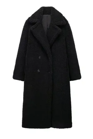 DS3386 Teddy Fur Long Coat Outerwear