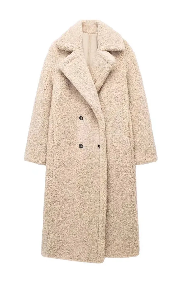 DS3386 Teddy Fur Long Coat Outerwear