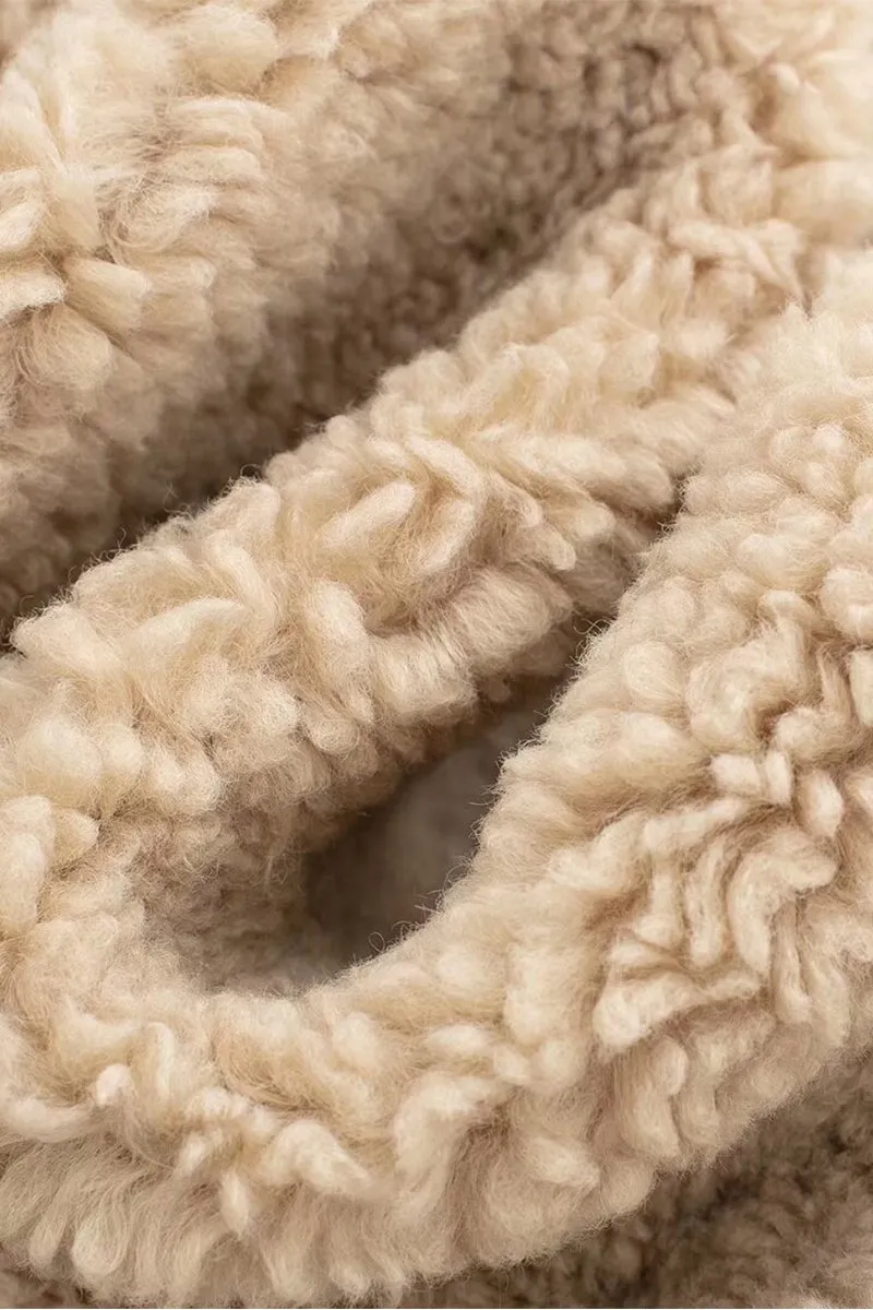 DS3386 Teddy Fur Long Coat Outerwear