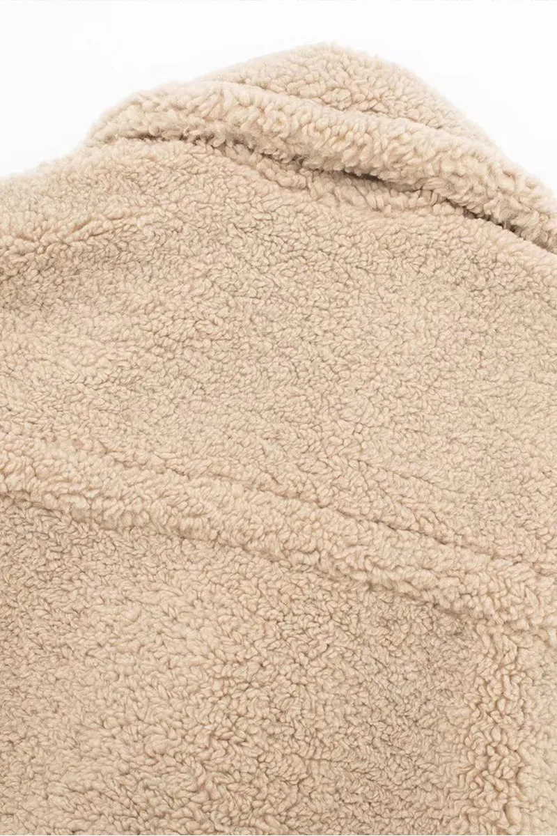 DS3386 Teddy Fur Long Coat Outerwear