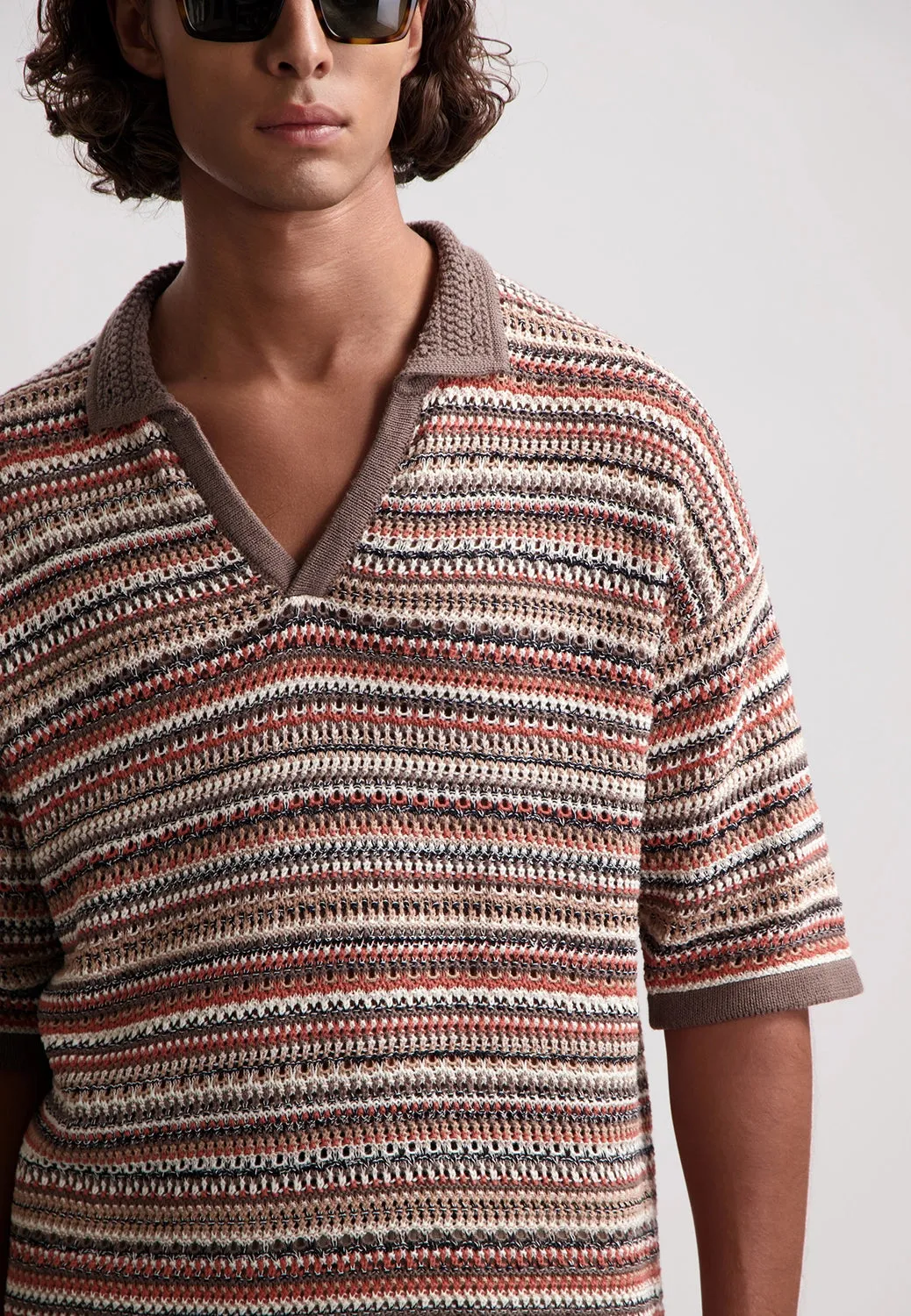DSTREZZED COREY COTTON CROTCHET POLO 420060