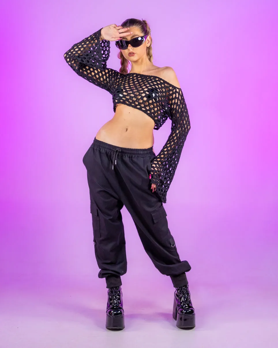 E-Gurl Black Crochet Shrug