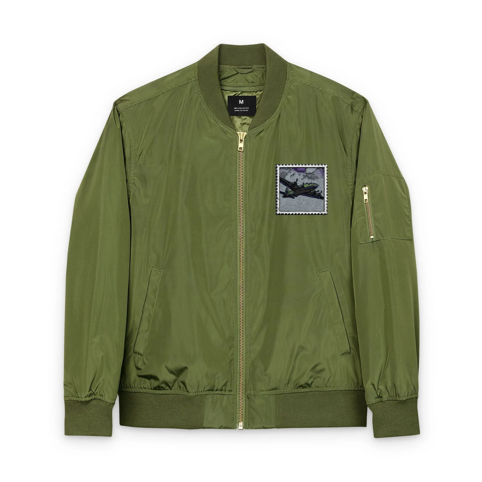 Eco-Friendly Embroidered Bomber Jacket