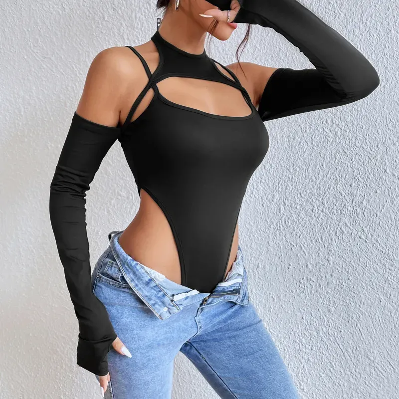 Edge Game Cutout Long Sleeve Bodysuit