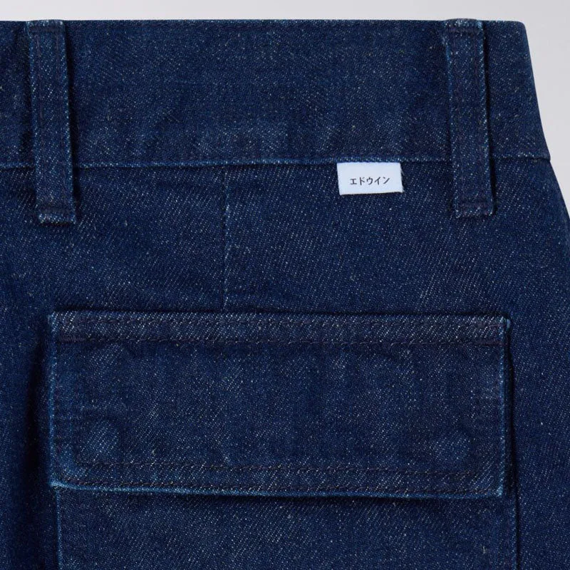 EDWIN W Nora Pant in Coral Blue Denim