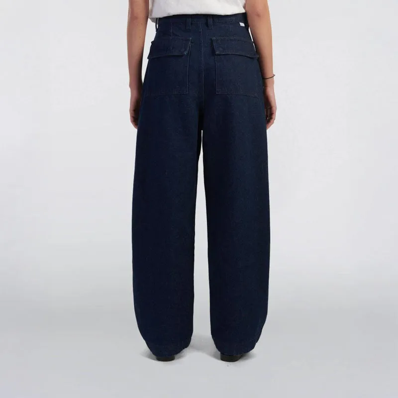 EDWIN W Nora Pant in Coral Blue Denim