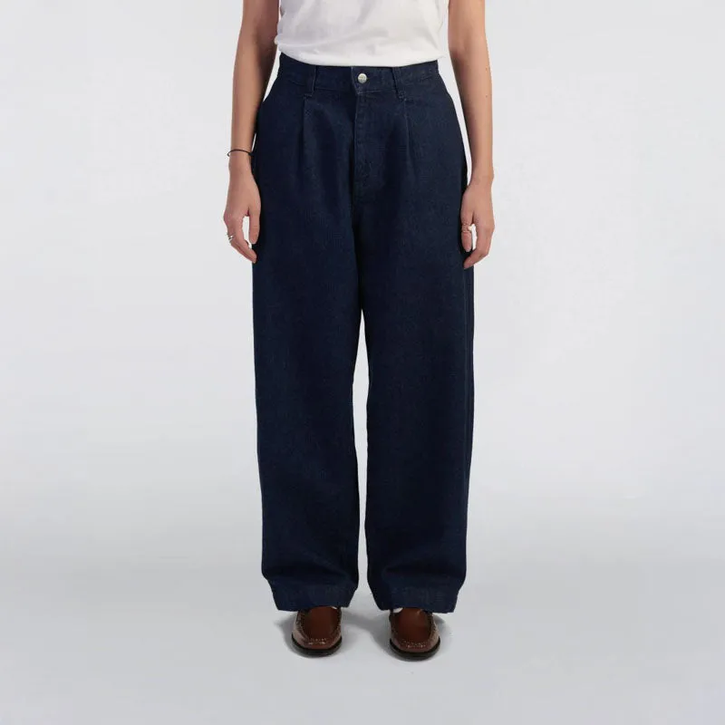 EDWIN W Nora Pant in Coral Blue Denim