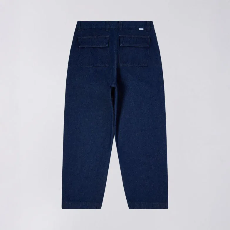 EDWIN W Nora Pant in Coral Blue Denim