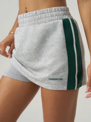 Elastic Waist Striped Print Skort Shorts, Summer Sports