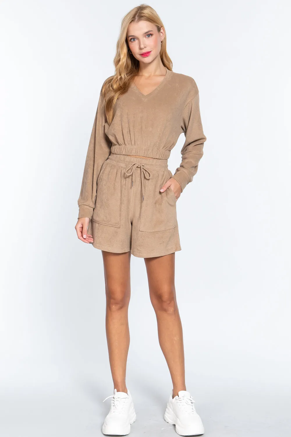 Elasticized Hem Terry Towelling Top