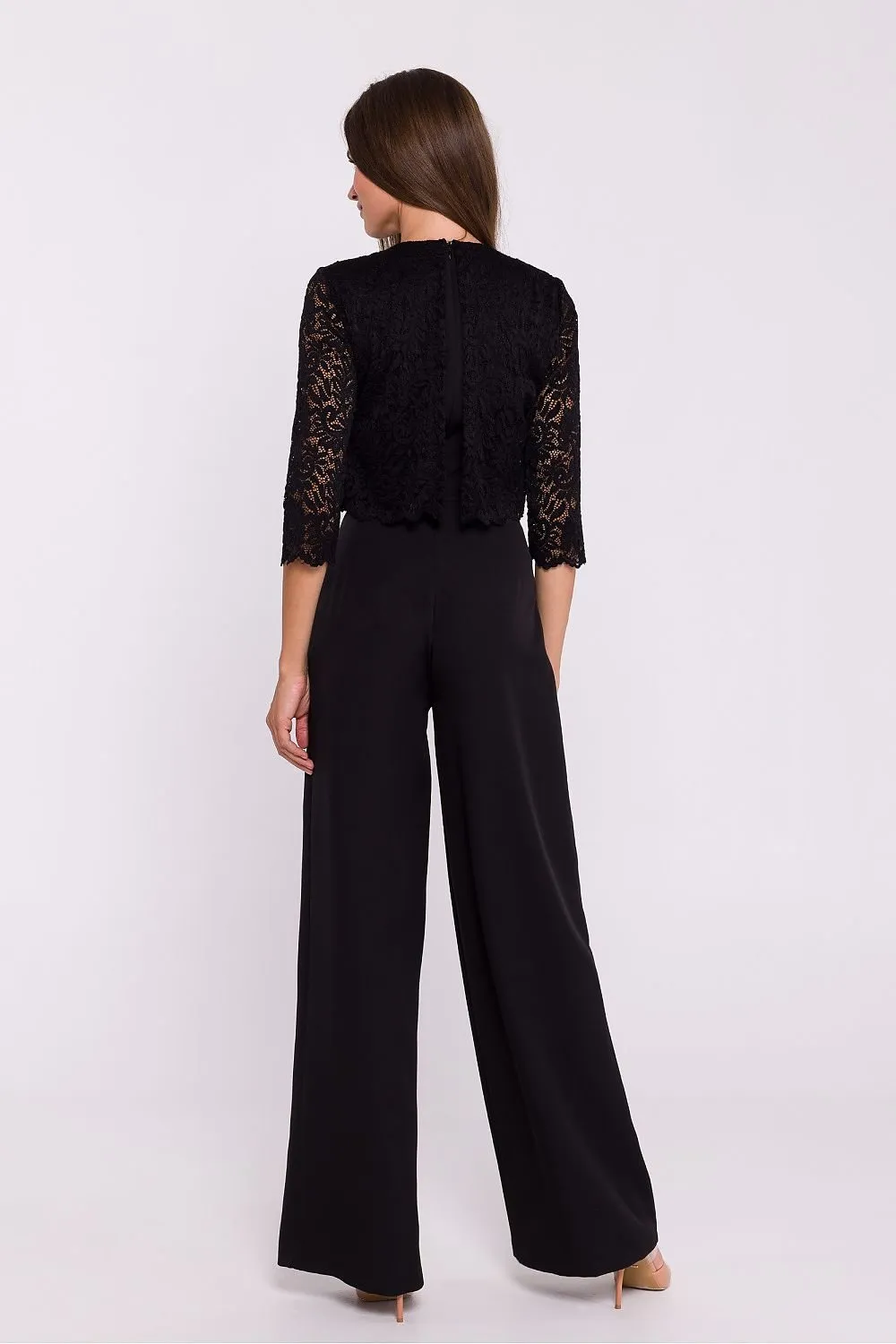 Elegant lace top wide legs jumpsuit