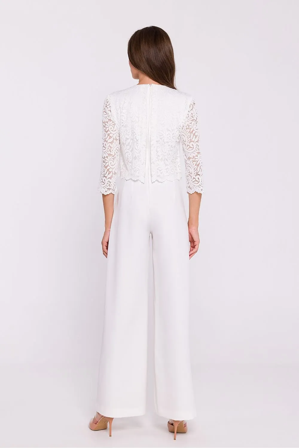 Elegant lace top wide legs jumpsuit